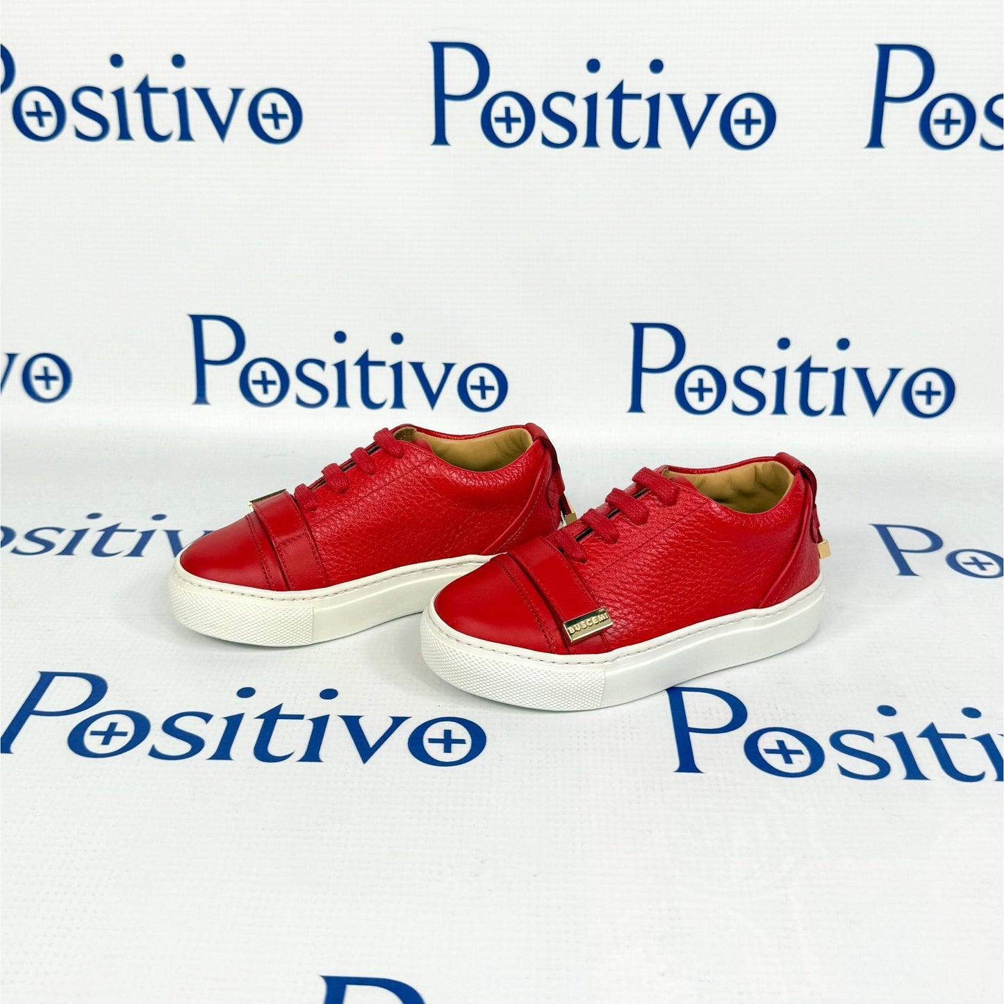 Buscemi 50MM Kid Red Leather Sneakers | Positivo Clothing