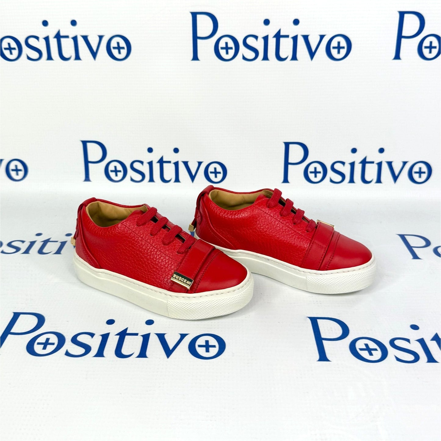 Buscemi 50MM Kid Red Leather Sneakers | Positivo Clothing