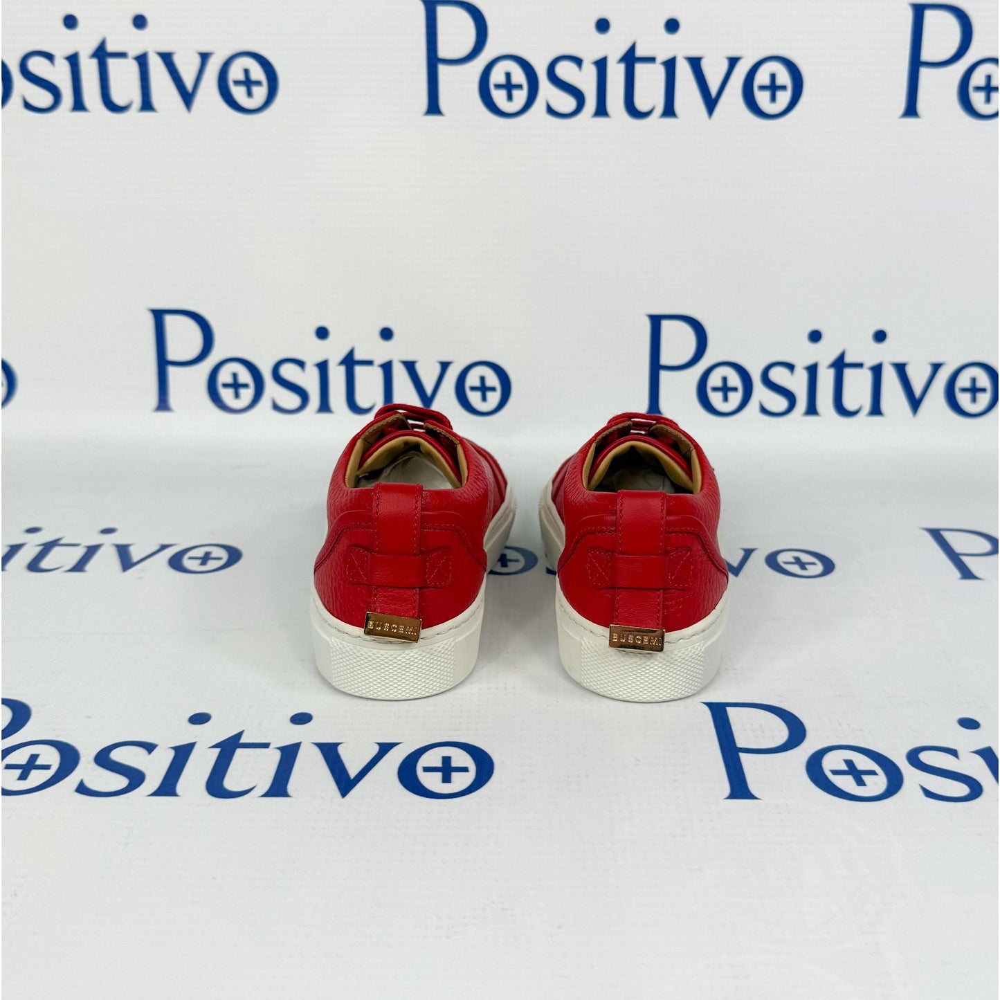 Buscemi 50MM Kid Red Leather Sneakers | Positivo Clothing