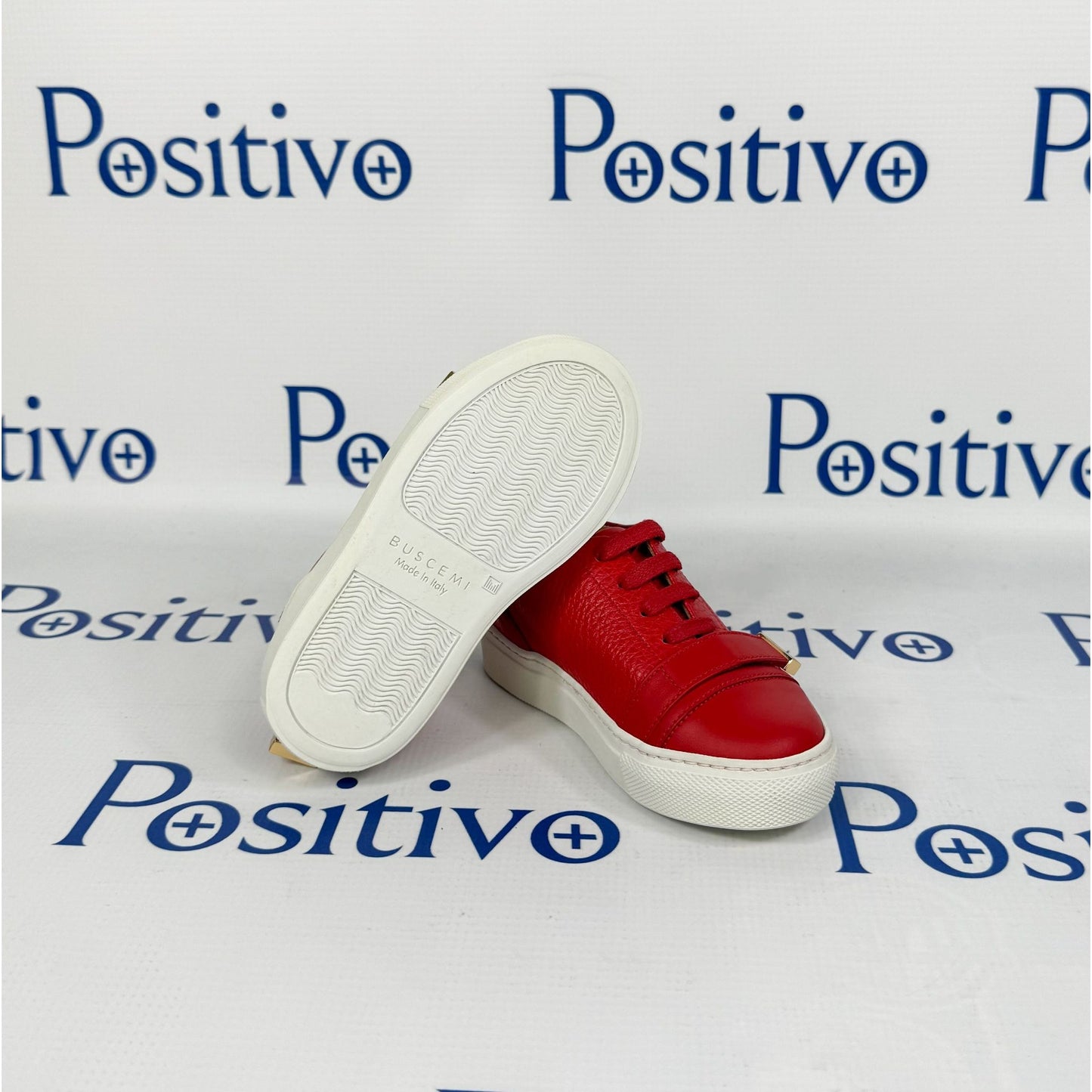 Buscemi 50MM Kid Red Leather Sneakers | Positivo Clothing