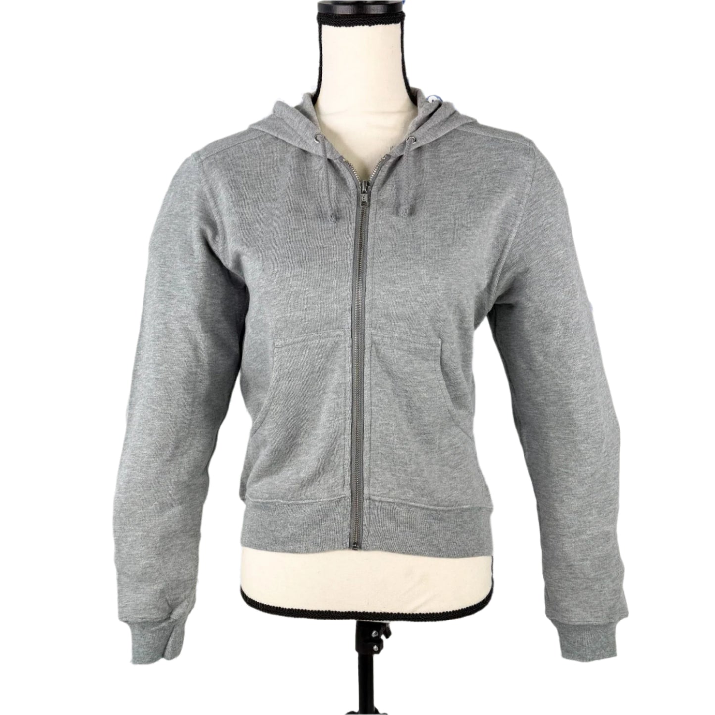 BLK DNM Women's Grey Zip-Up Pocket Hoodie/Sweatshirt | Positivo Clothing