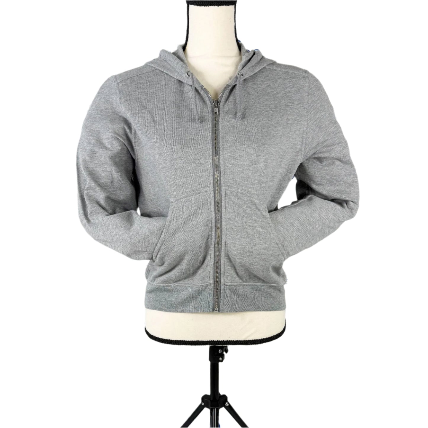 BLK DNM Women's Grey Zip-Up Pocket Hoodie/Sweatshirt | Positivo Clothing