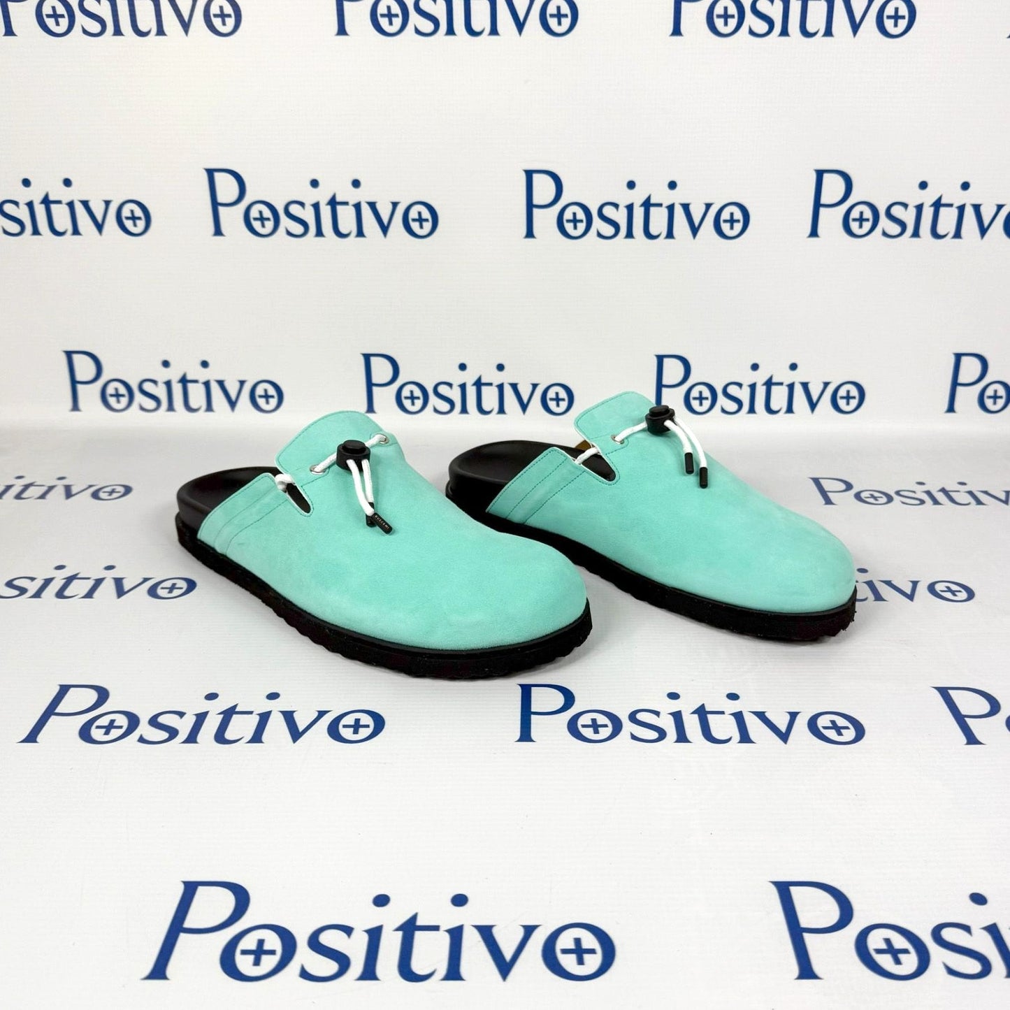 Buscemi Pietro New Camoscio Turquoise Leather Slippers | Positivo Clothing