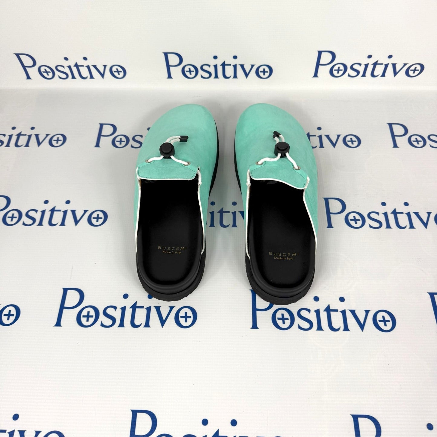 Buscemi Pietro New Camoscio Turquoise Leather Slippers | Positivo Clothing