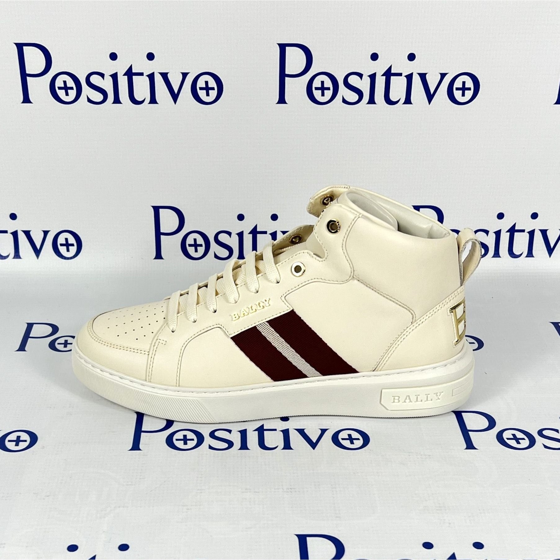 Bally Meson Bone Mid Top Leather Sneakers | Positivo Clothing