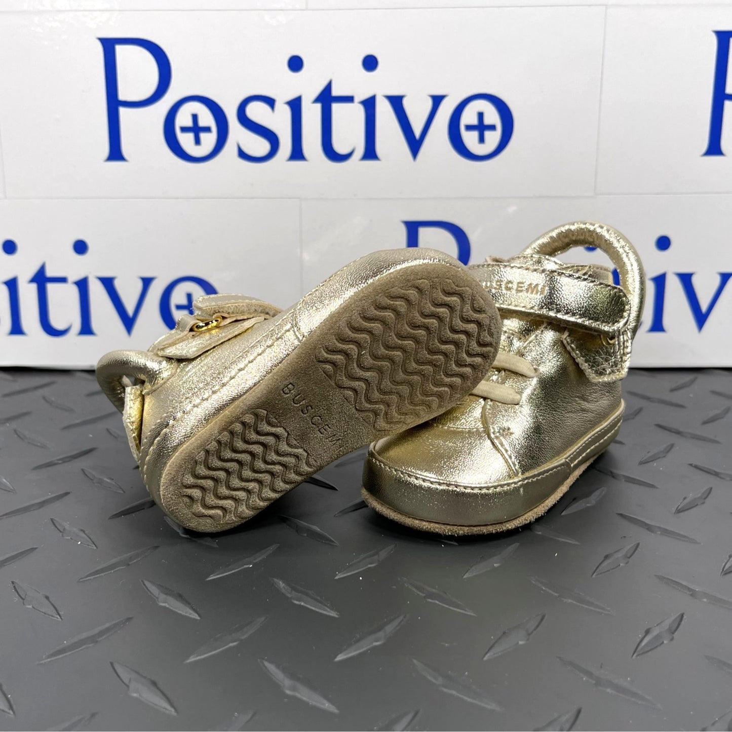 Buscemi 100MM Baby Gold Leather Sneakers | Positivo Clothing