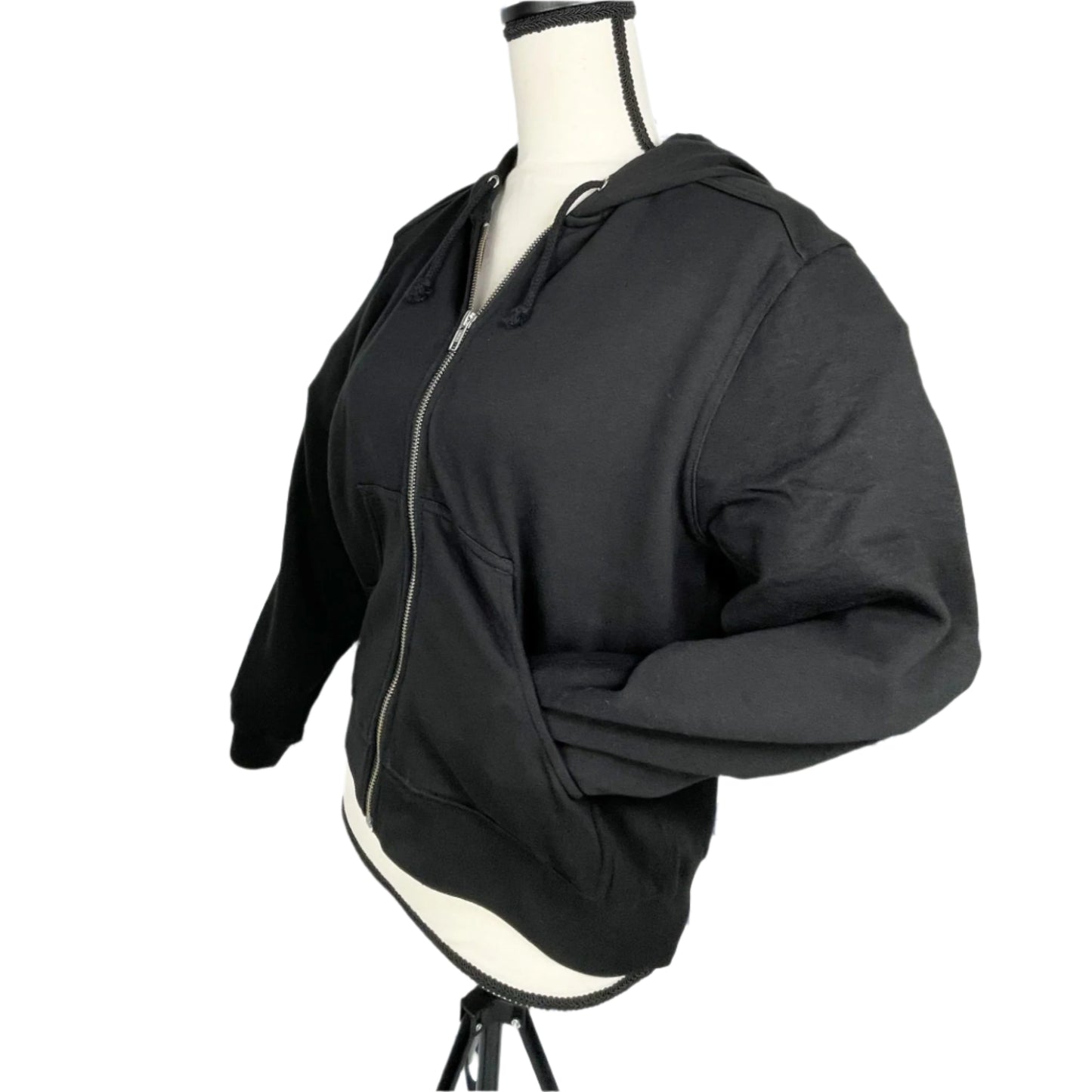 BLK DNM Women's Black Zip-Up Pocket Hoodie/Sweatshirt | Positivo Clothing