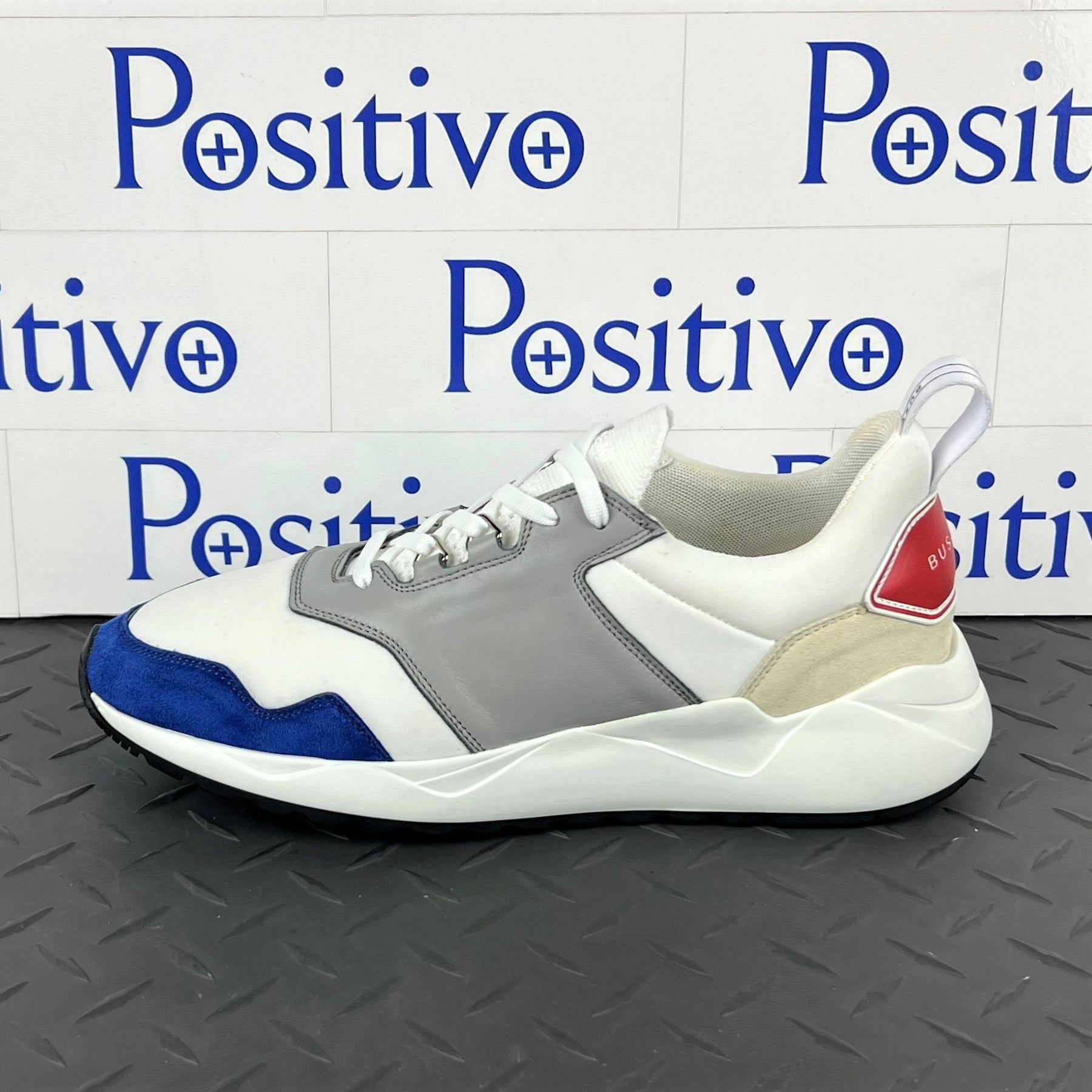 Buscemi Mens Ventura White Trio Leather Sneakers SAMPLE | Positivo Clothing
