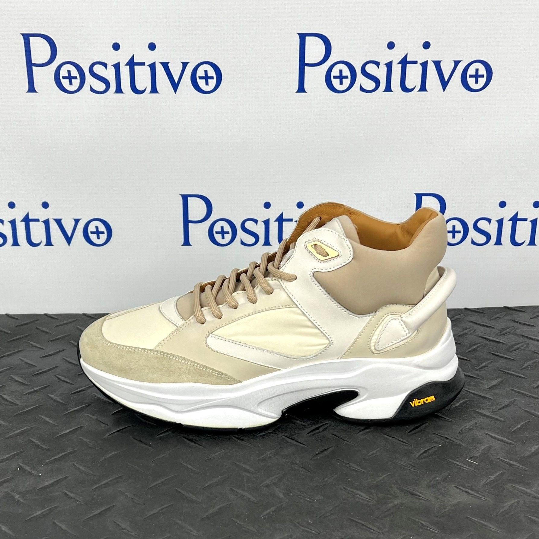 Buscemi Mens Veloce Mix Materials Off White Leather Sneakers | Positivo Clothing