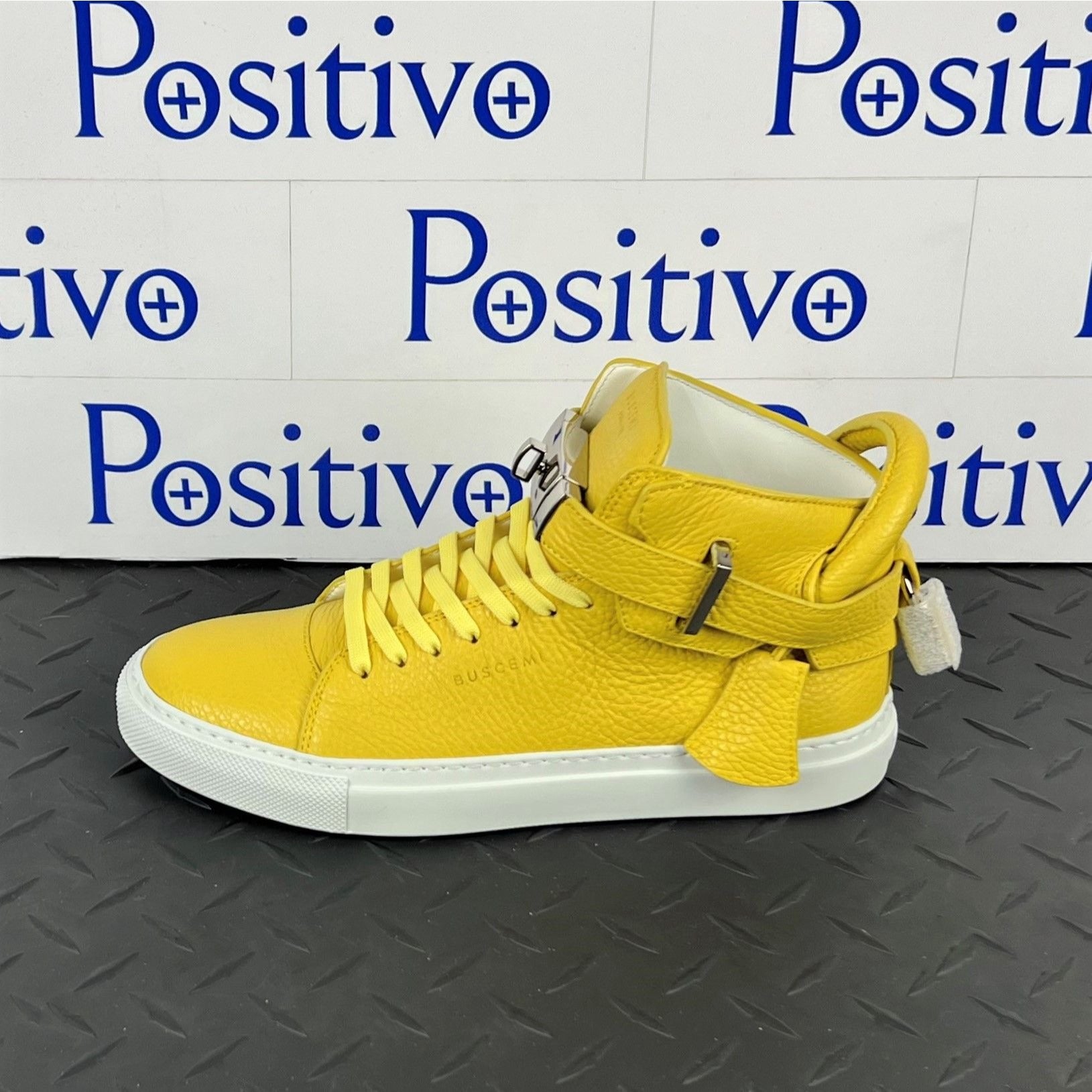 Buscemi Womens 100MM Alce Yellow Leather Sneakers SAMPLE | Positivo Clothing