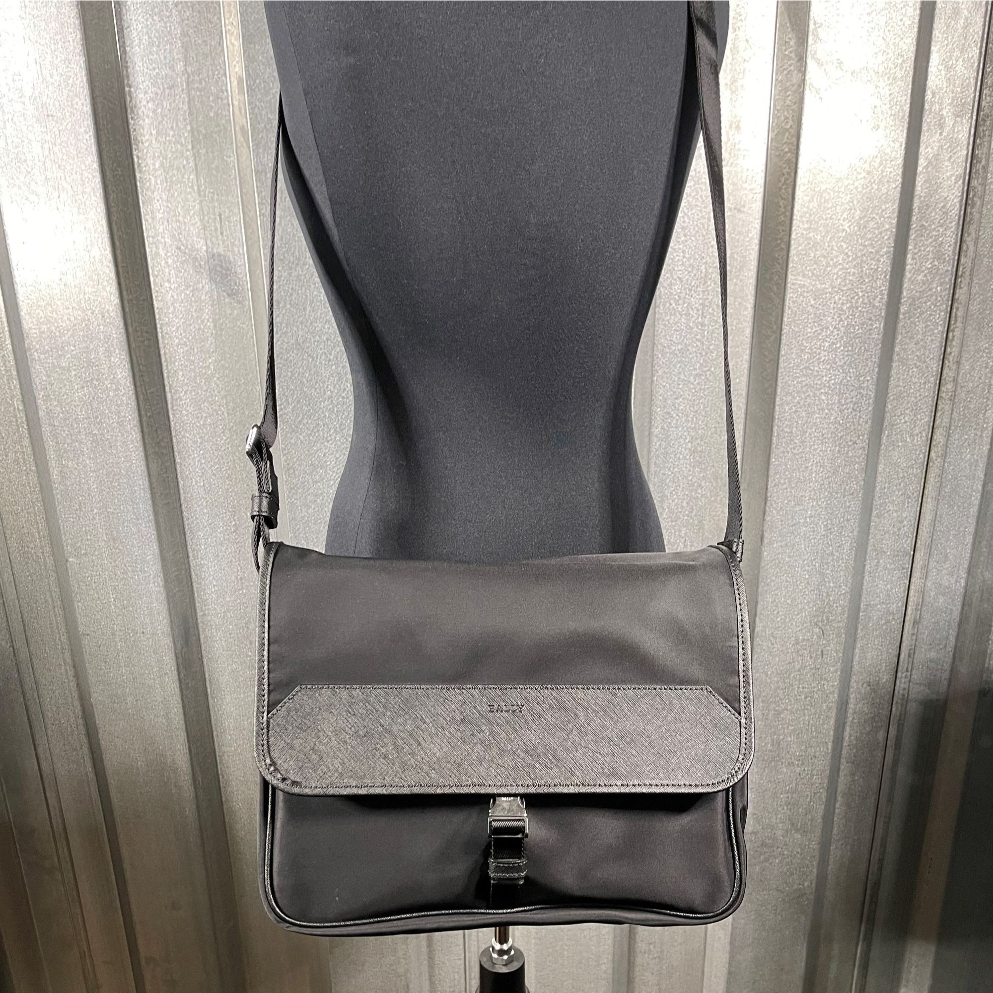 Bally Mens Terkos Black Fabric Messenger Bag | Positivo Clothing
