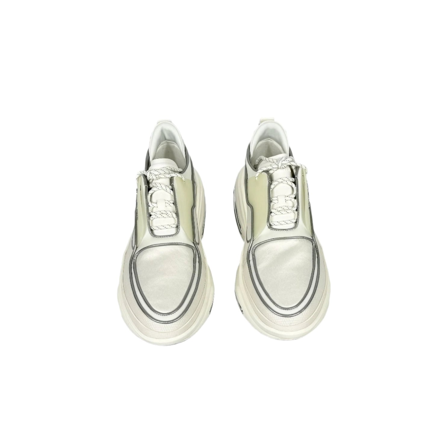 Balmain Mens White Low Top Lace Leather Sneakers | Positivo Clothing