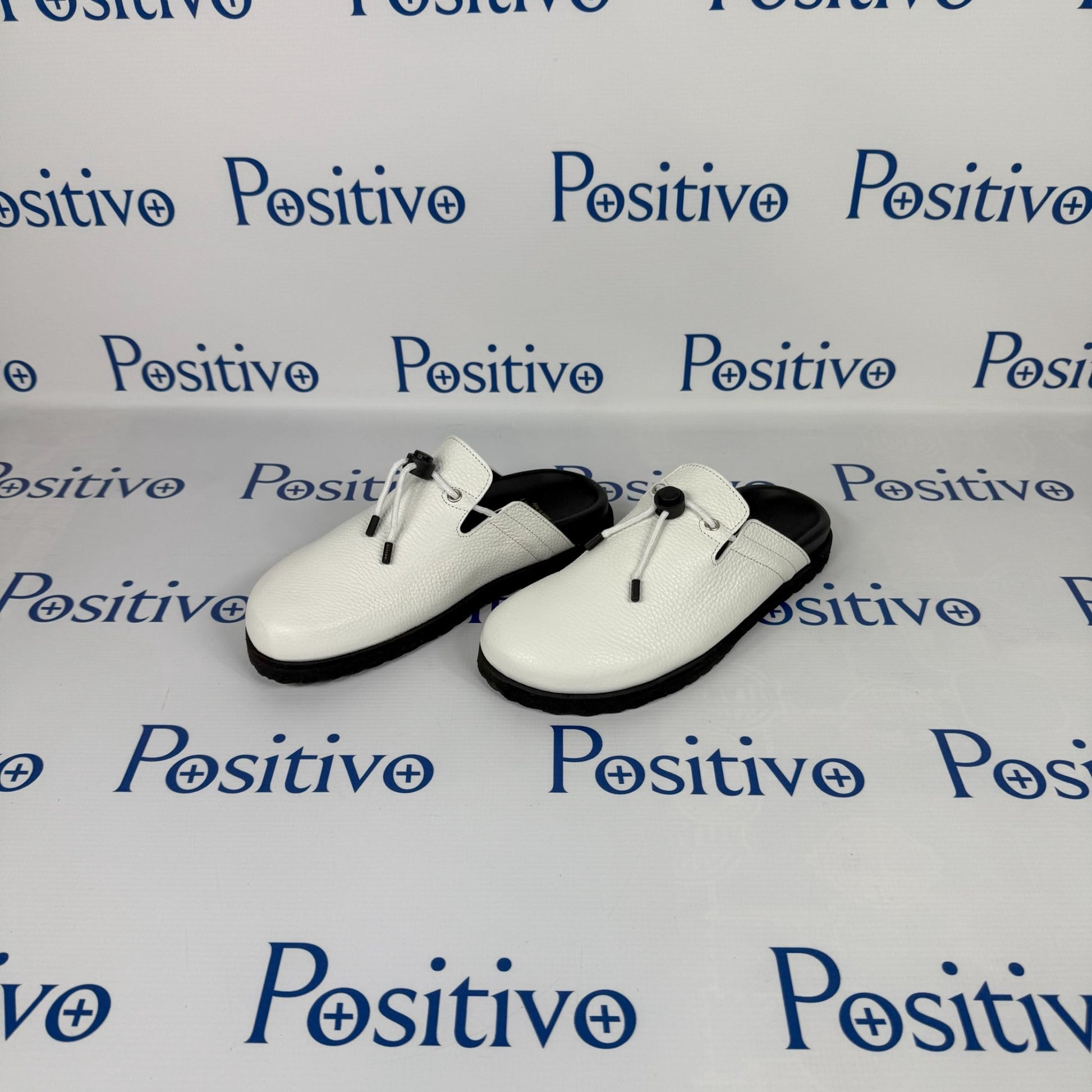 Buscemi Pietro New Alce White Leather Slippers | Positivo Clothing