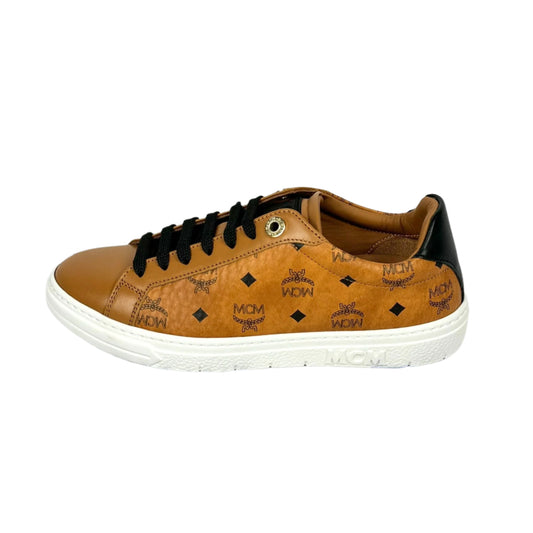 MCM Womens Terrain Derby Visetos Cognac Low Top Sneakers | Positivo Clothing