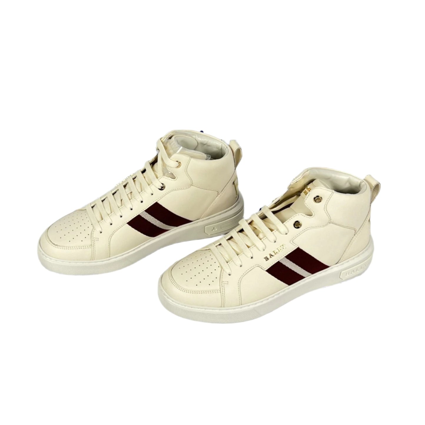 Bally Meson Bone Mid Top Leather Sneakers | Positivo Clothing