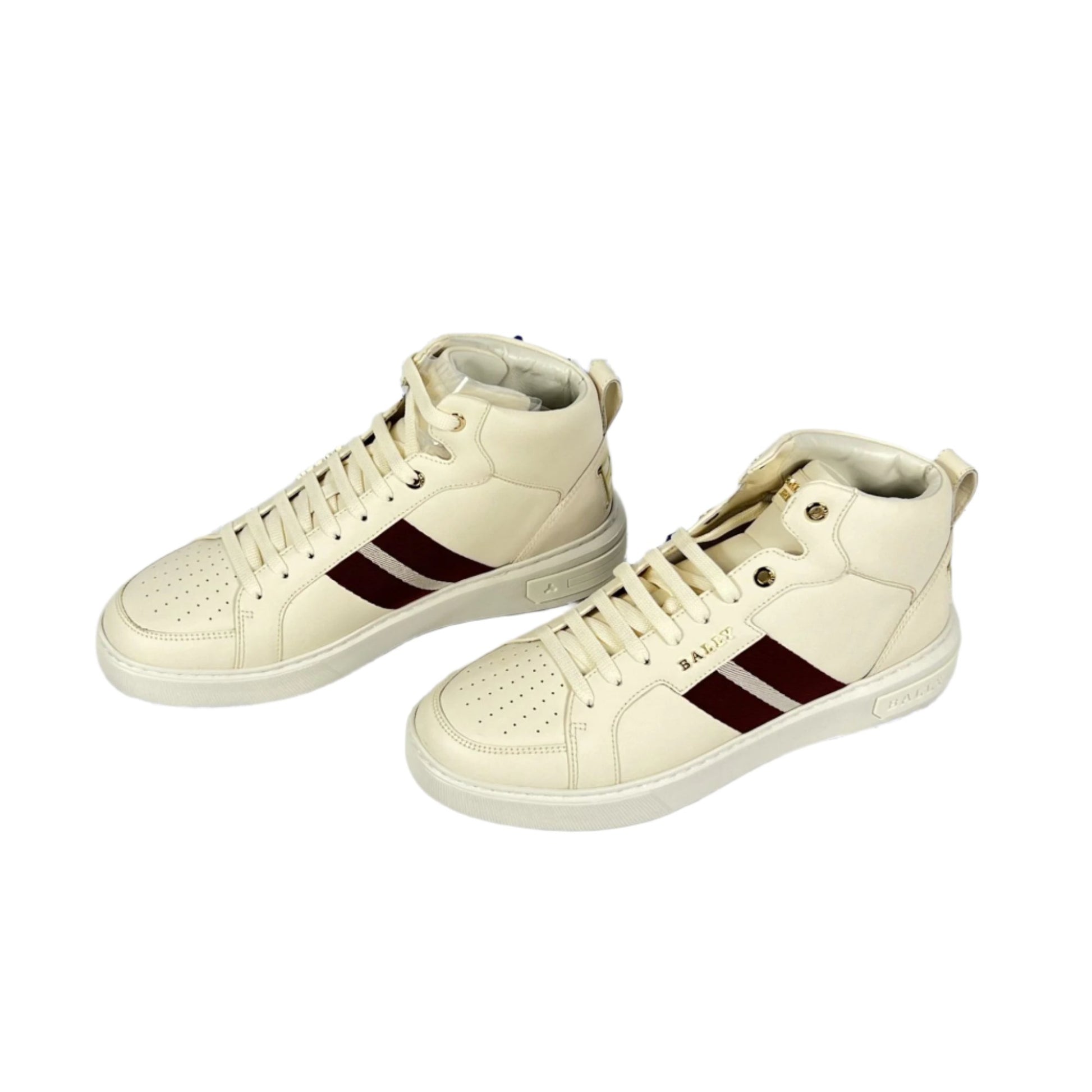 Bally Meson Bone Mid Top Leather Sneakers | Positivo Clothing