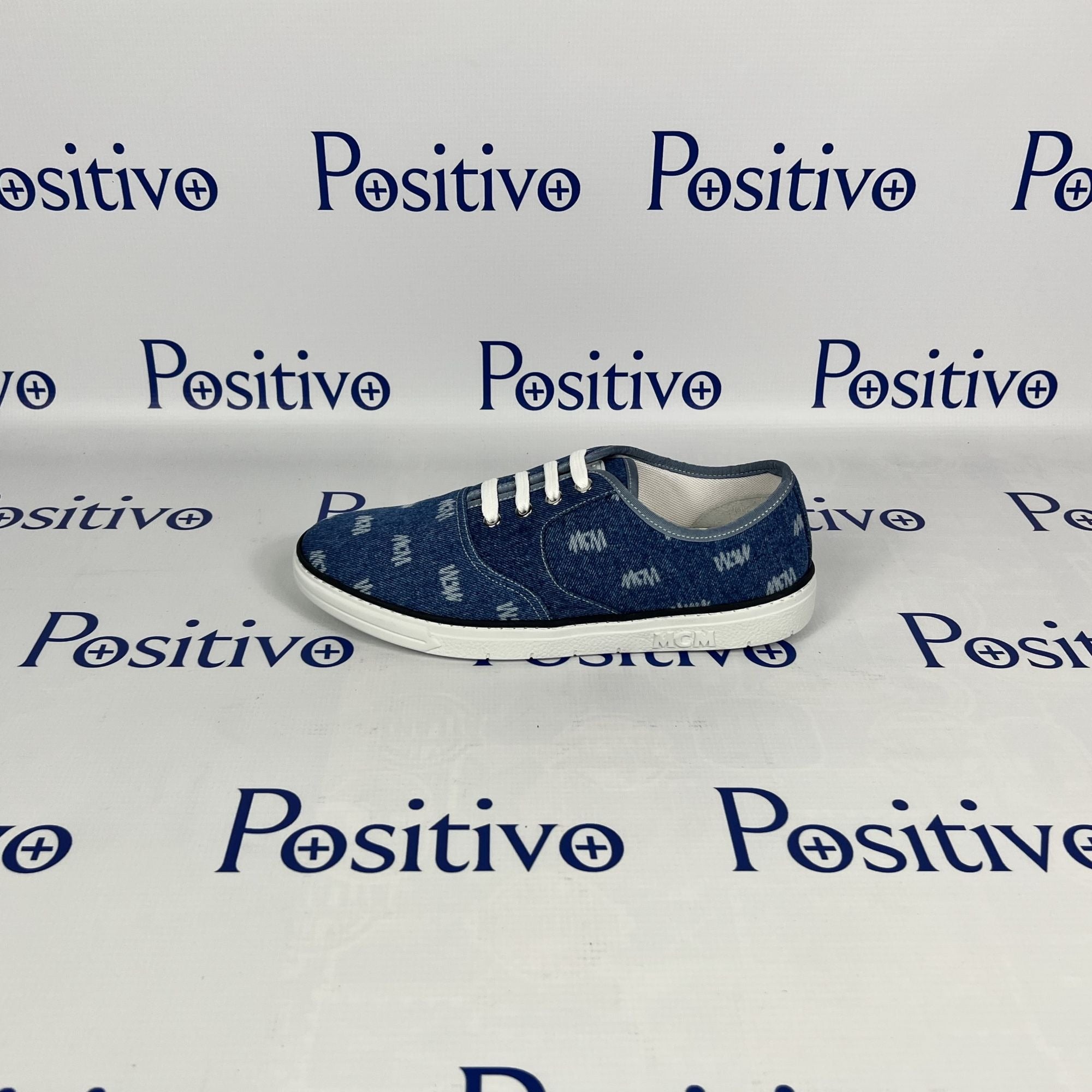 MCM Semblas Light Blue Denim Low Top Sneakers | Positivo Clothing