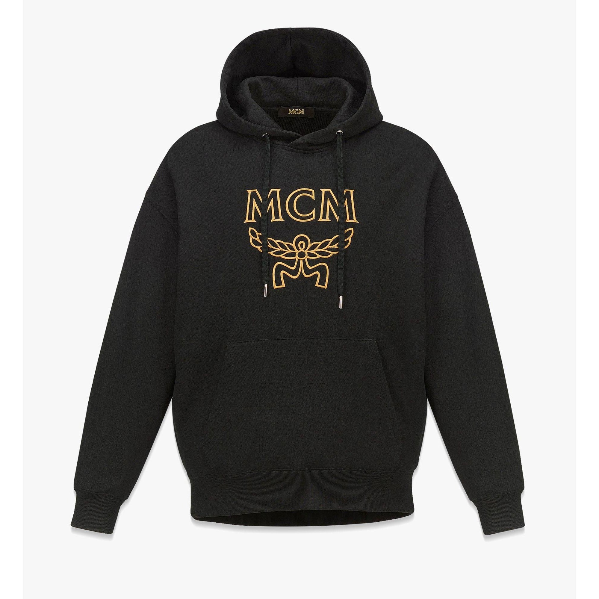 MCM Mens Classic Logo Black/Cognac Cotton Hoodie/Sweatshirt | Positivo Clothing