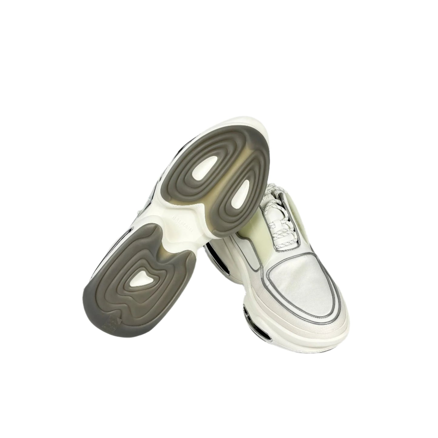 Balmain Mens White Low Top Lace Leather Sneakers | Positivo Clothing