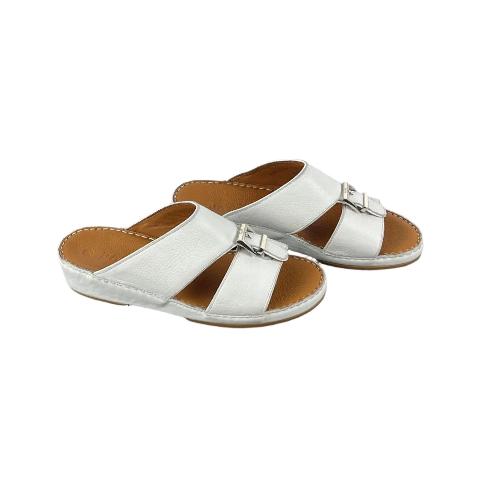 Bally Herb White Leather Grained Sandals | Positivo Clothing