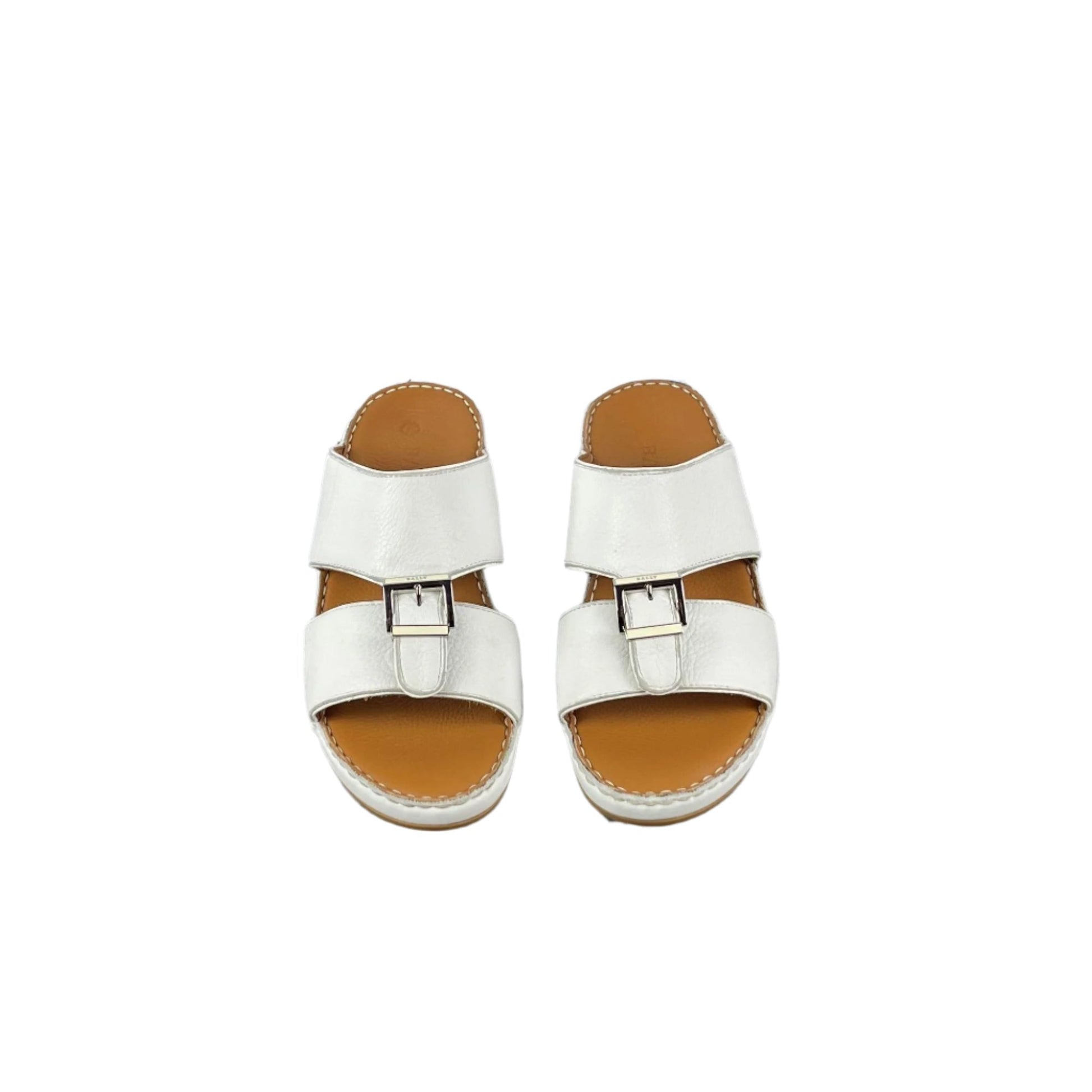 Bally Herb White Leather Grained Sandals | Positivo Clothing