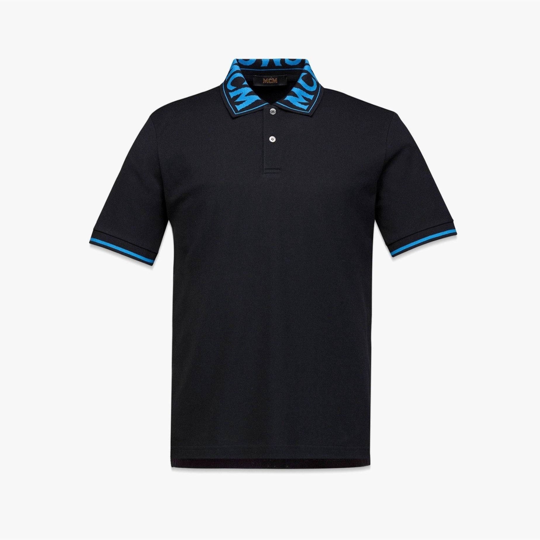 MCM Mens Logo Vallarta Blue Cotton Polo Shirt | Positivo Clothing