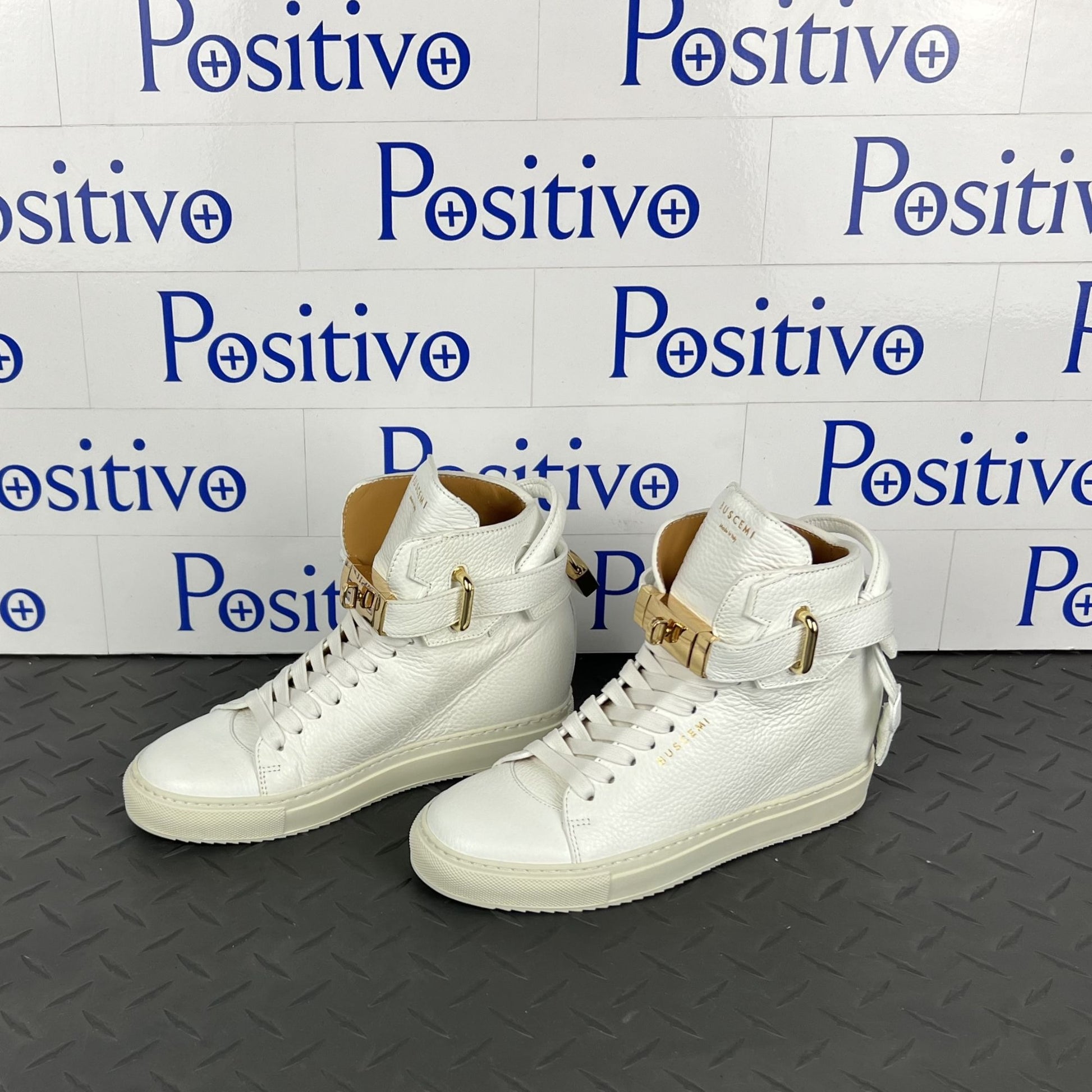 Buscemi 100MM ALTA White Leather Sneakers | Positivo Clothing 