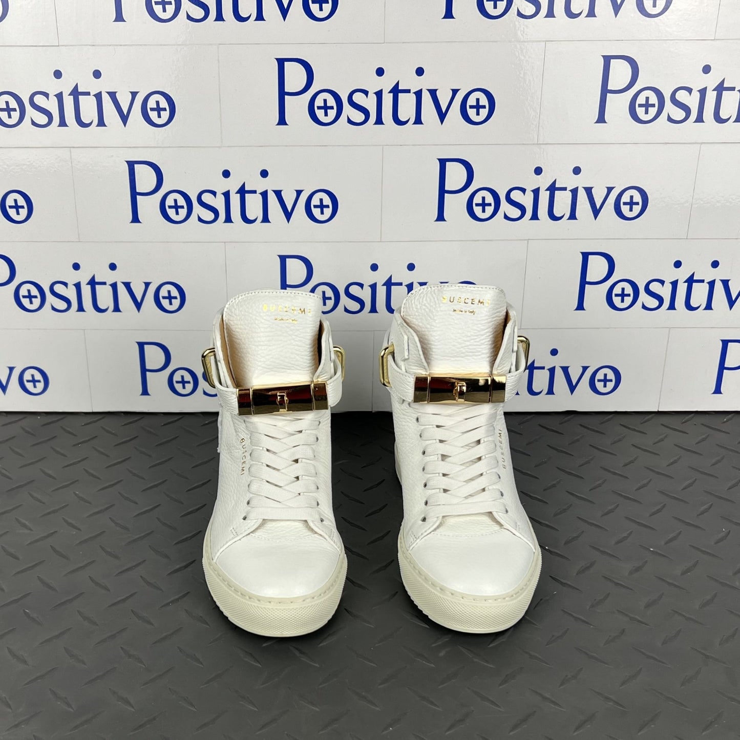 Buscemi 100MM ALTA White Leather Sneakers | Positivo Clothing 