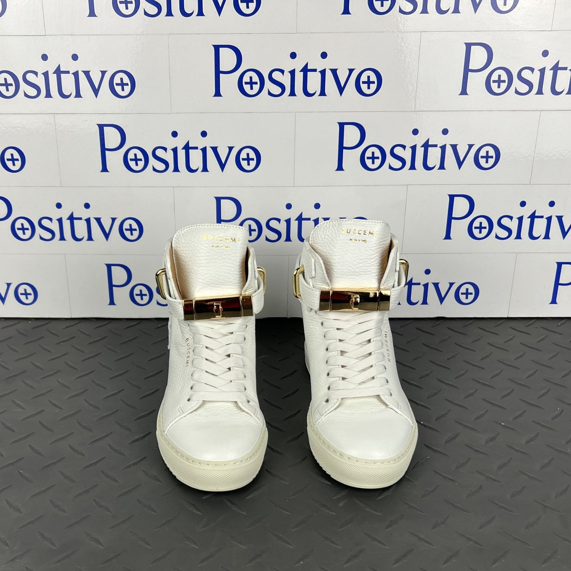 Buscemi 100MM ALTA White Leather Sneakers | Positivo Clothing 