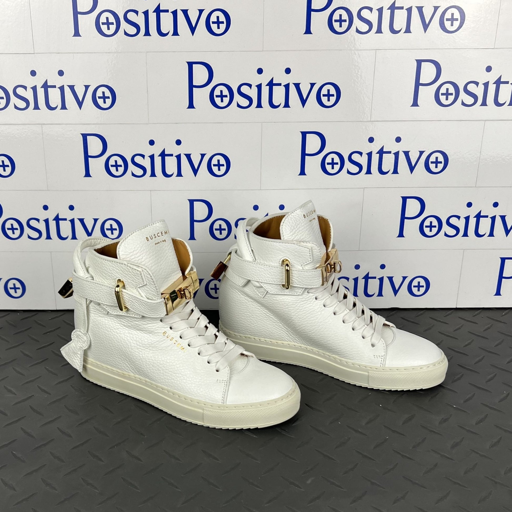 Buscemi 100MM ALTA White Leather Sneakers | Positivo Clothing 