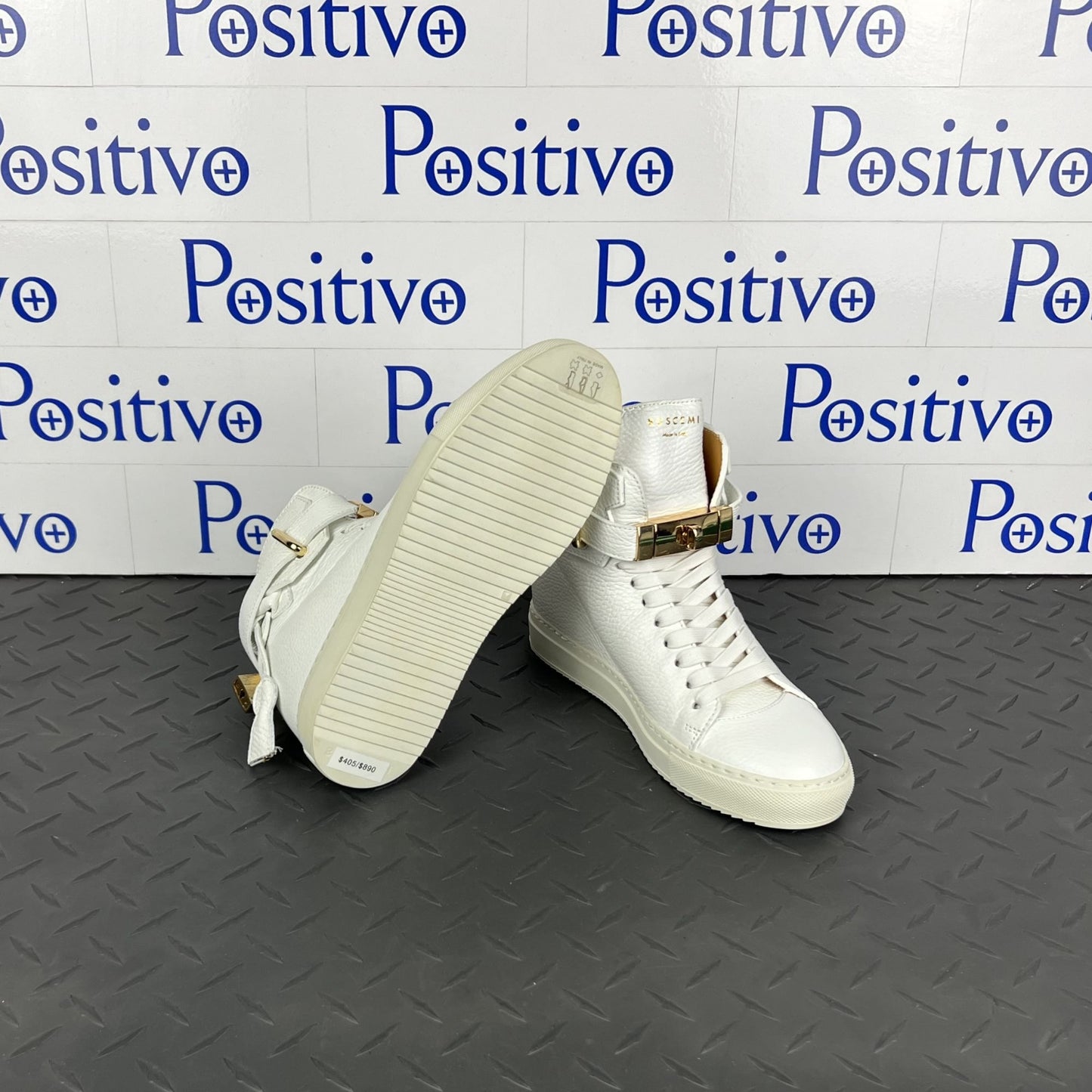 Buscemi 100MM ALTA White Leather Sneakers | Positivo Clothing 