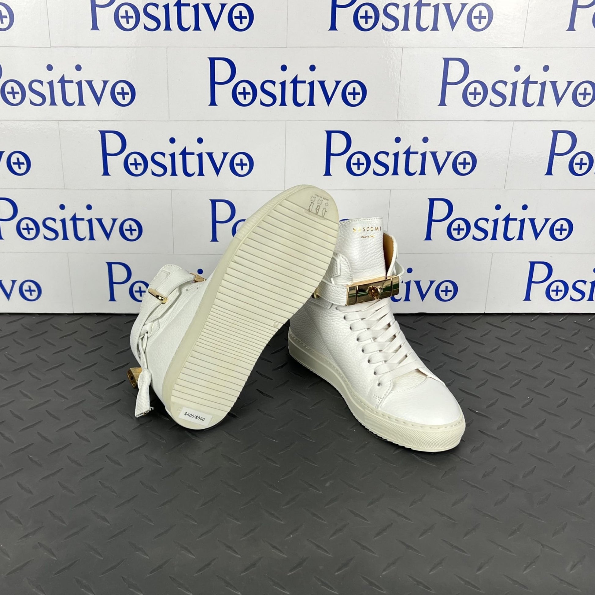 Buscemi 100MM ALTA White Leather Sneakers | Positivo Clothing 