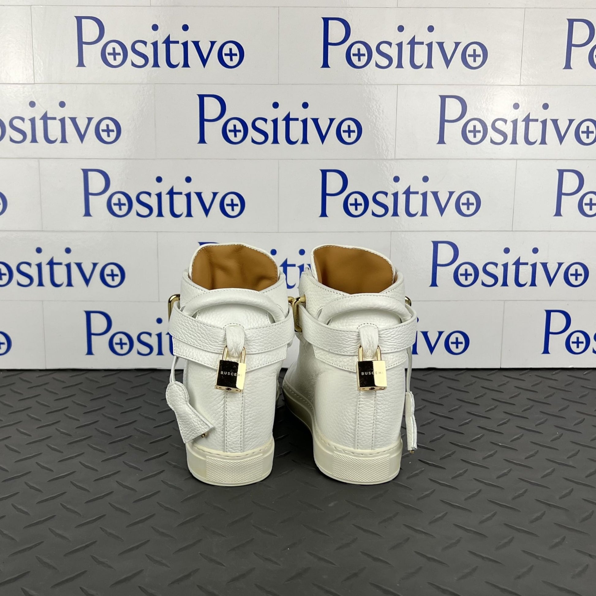 Buscemi 100MM ALTA White Leather Sneakers | Positivo Clothing 