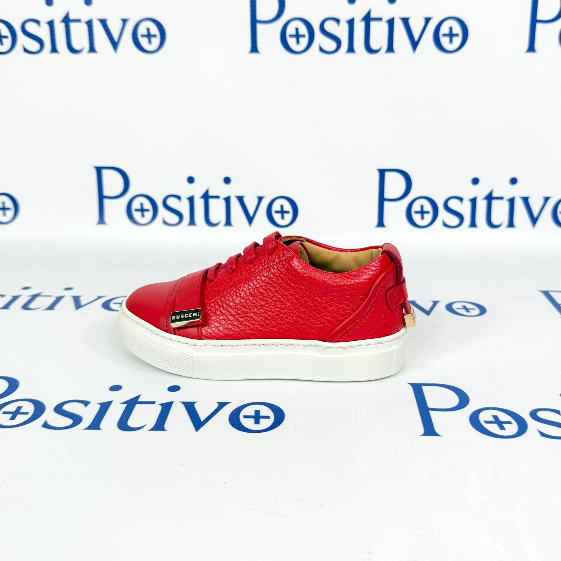 Buscemi 50MM Kid Red Leather Sneakers | Positivo Clothing