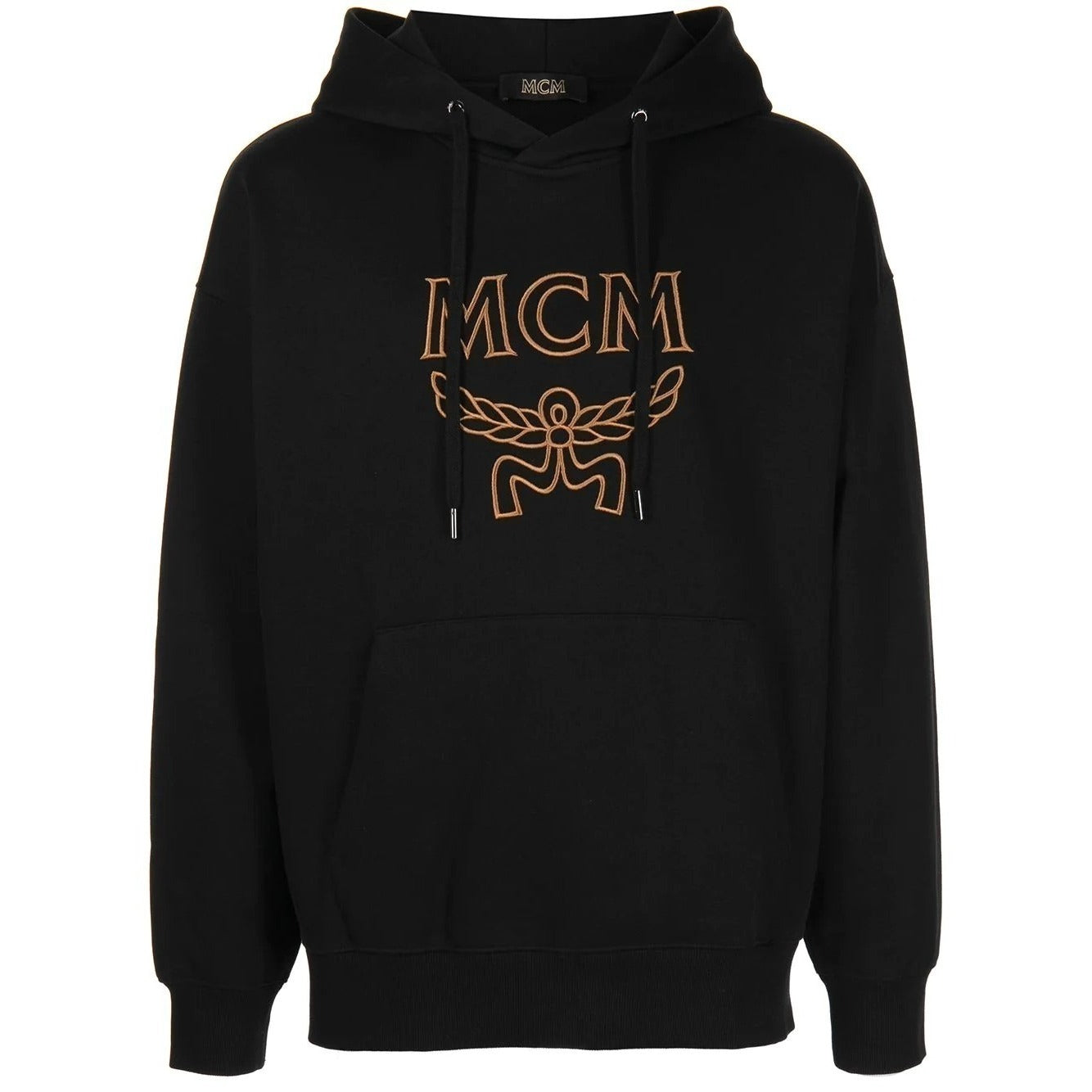 MCM Mens Classic Logo Black/Cognac Cotton Hoodie/Sweatshirt | Positivo Clothing