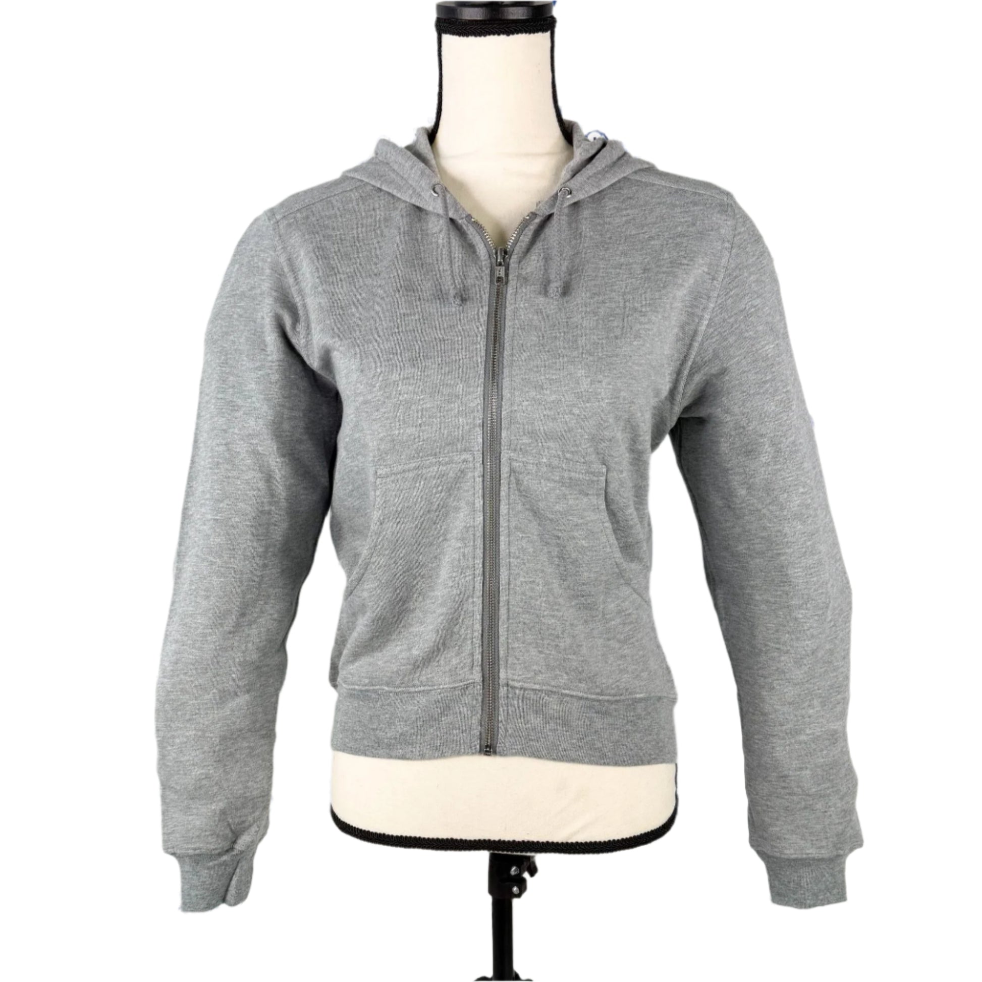 BLK DNM Women's Grey Zip-Up Pocket Hoodie/Sweatshirt | Positivo Clothing