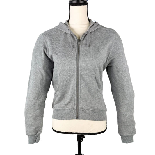 BLK DNM Women's Grey Zip-Up Pocket Hoodie/Sweatshirt | Positivo Clothing