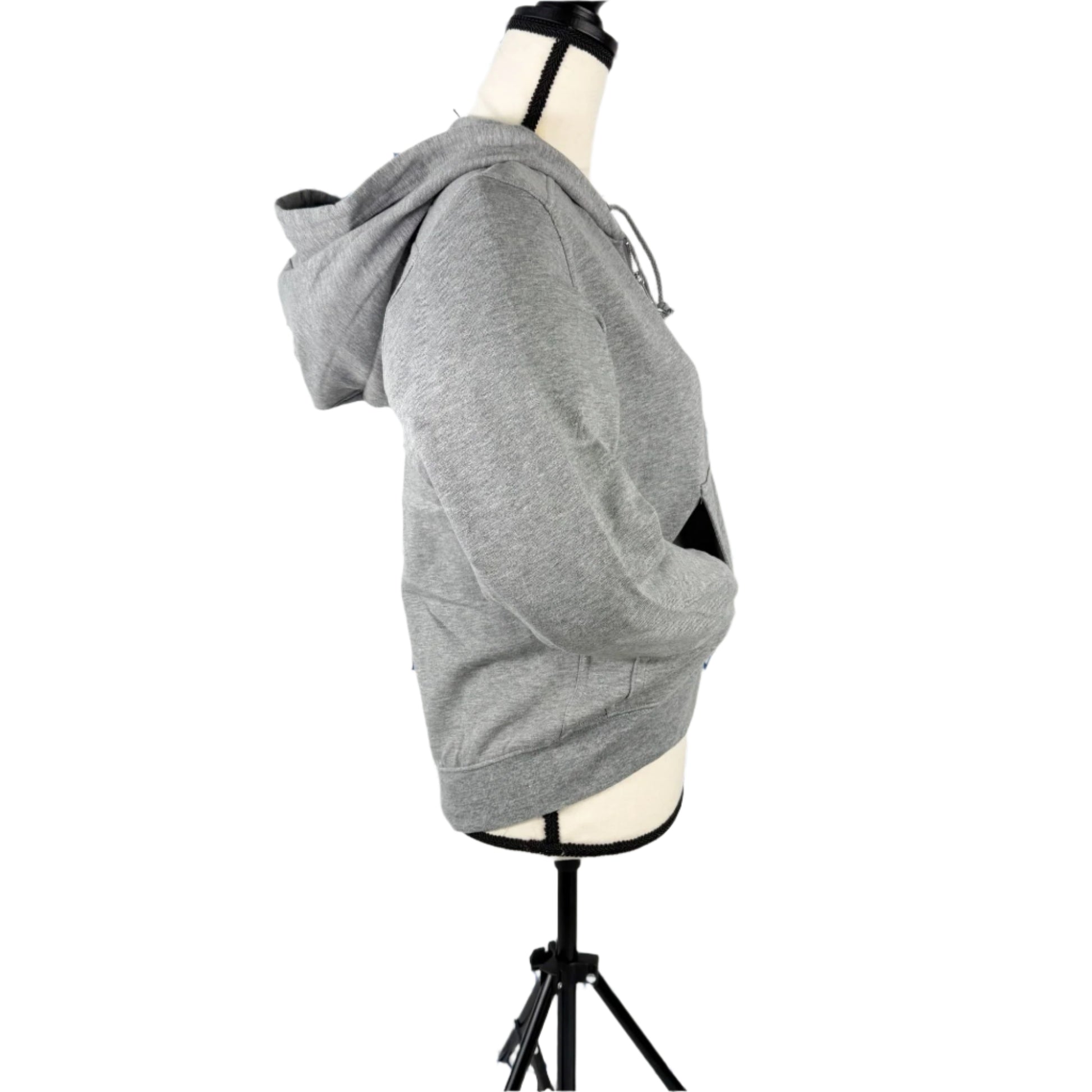BLK DNM Women's Grey Zip-Up Pocket Hoodie/Sweatshirt | Positivo Clothing