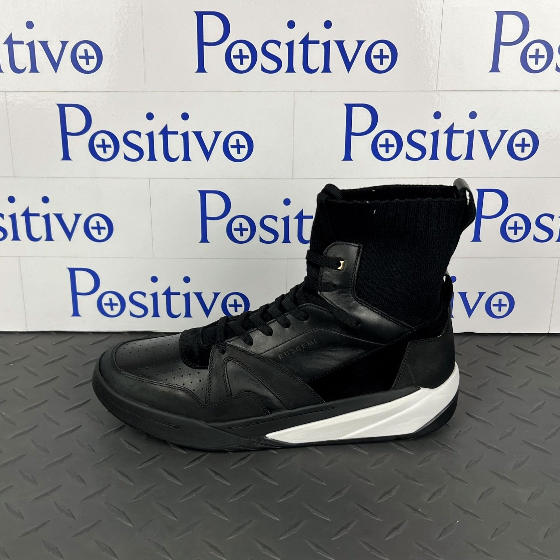 Buscemi 150MM Sock Barneys Black Leather Sneakers | Positivo Clothing
