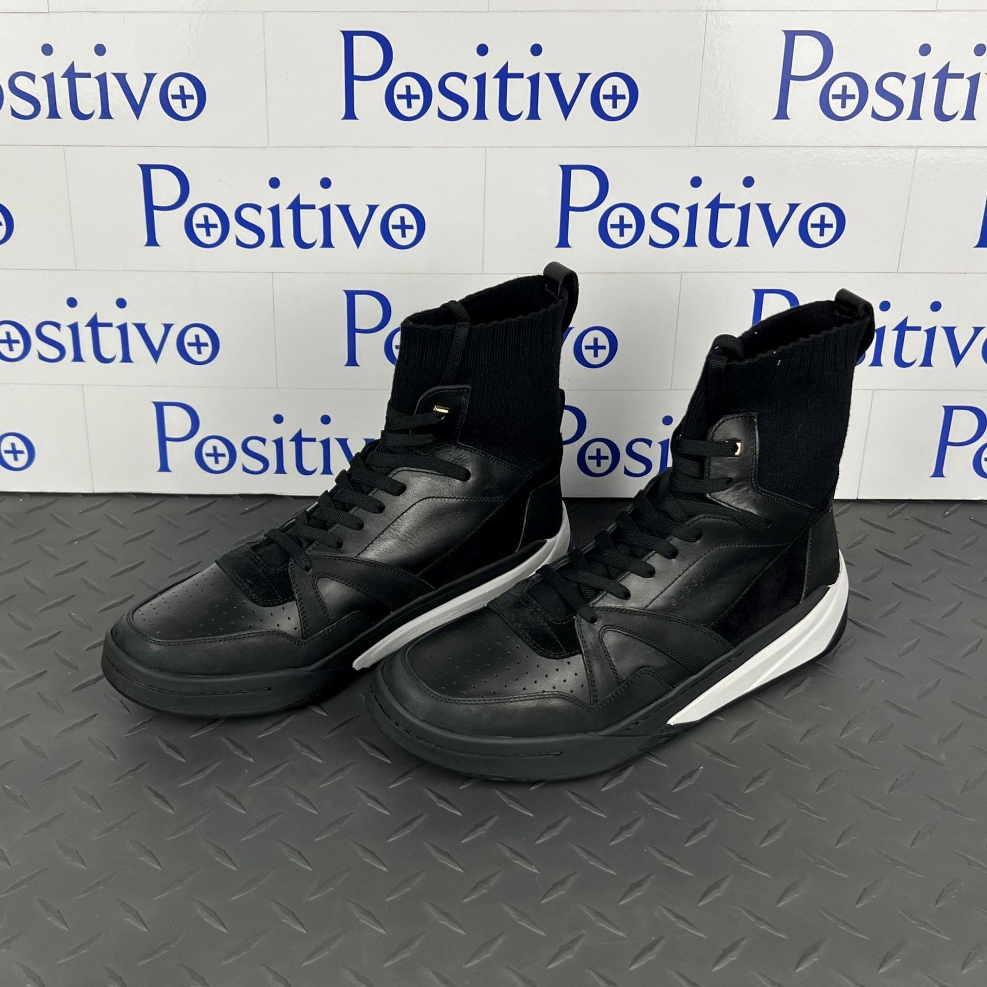 Buscemi 150MM Sock Barneys Black Leather Sneakers | Positivo Clothing