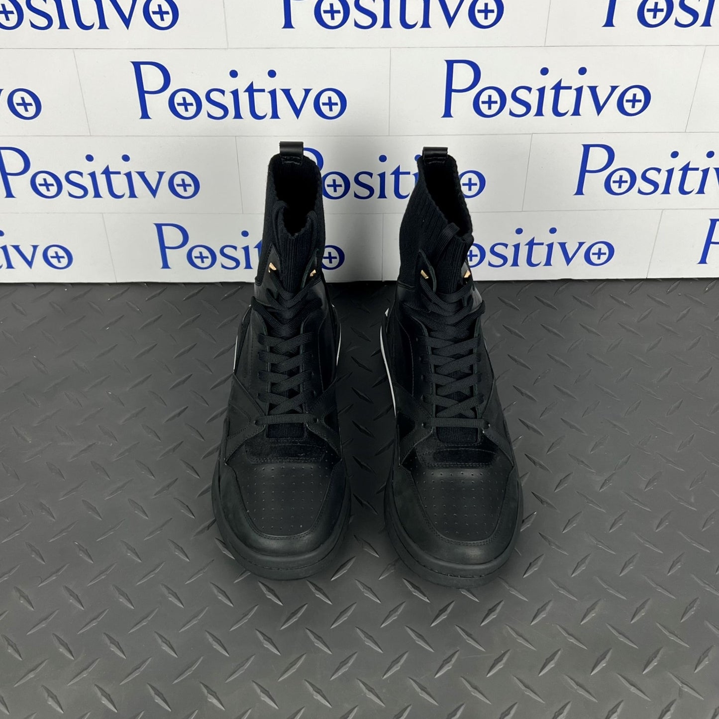 Buscemi 150MM Sock Barneys Black Leather Sneakers | Positivo Clothing