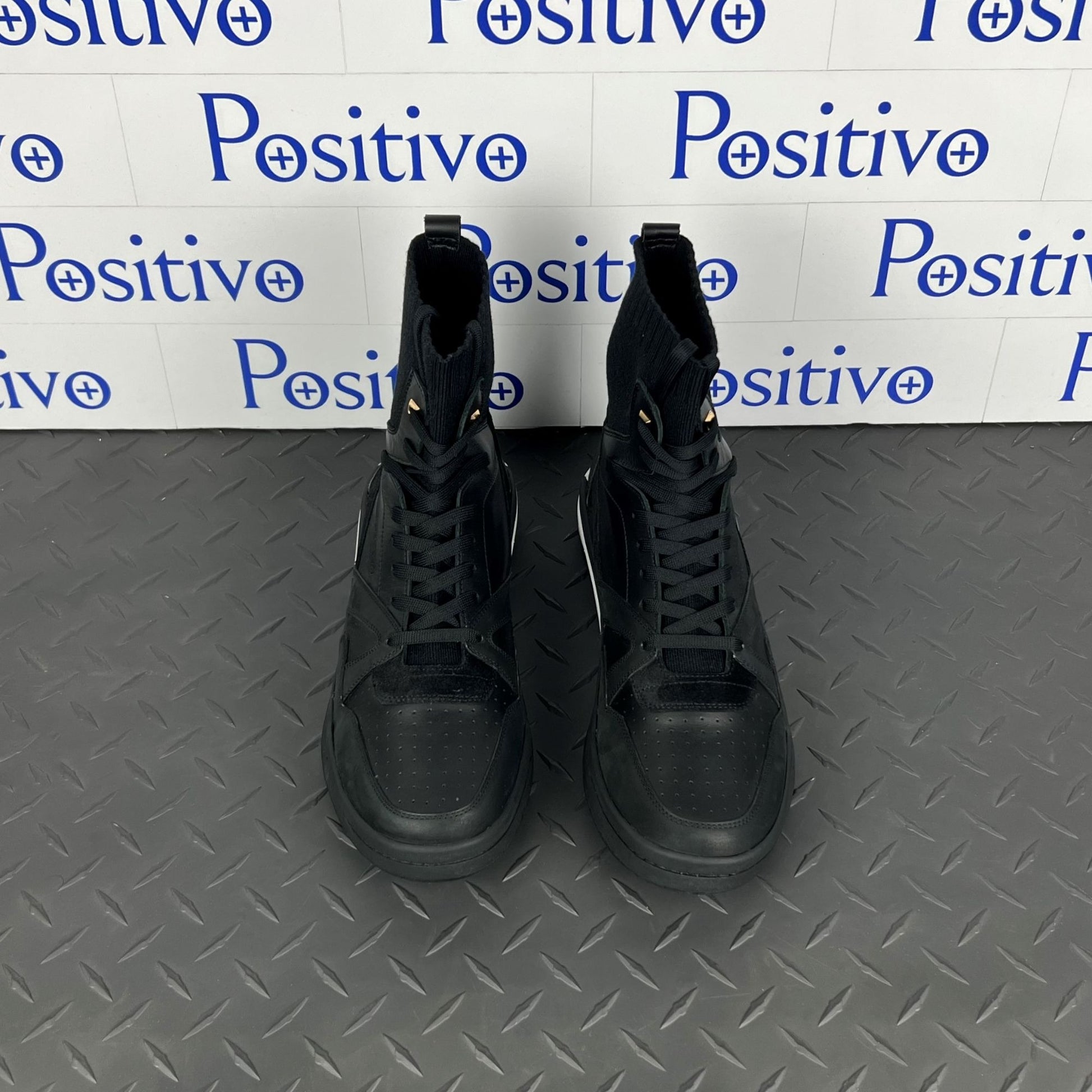 Buscemi 150MM Sock Barneys Black Leather Sneakers | Positivo Clothing