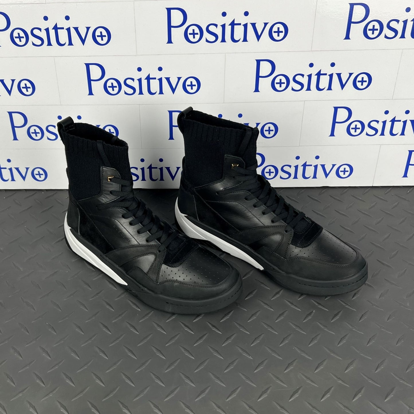 Buscemi 150MM Sock Barneys Black Leather Sneakers | Positivo Clothing