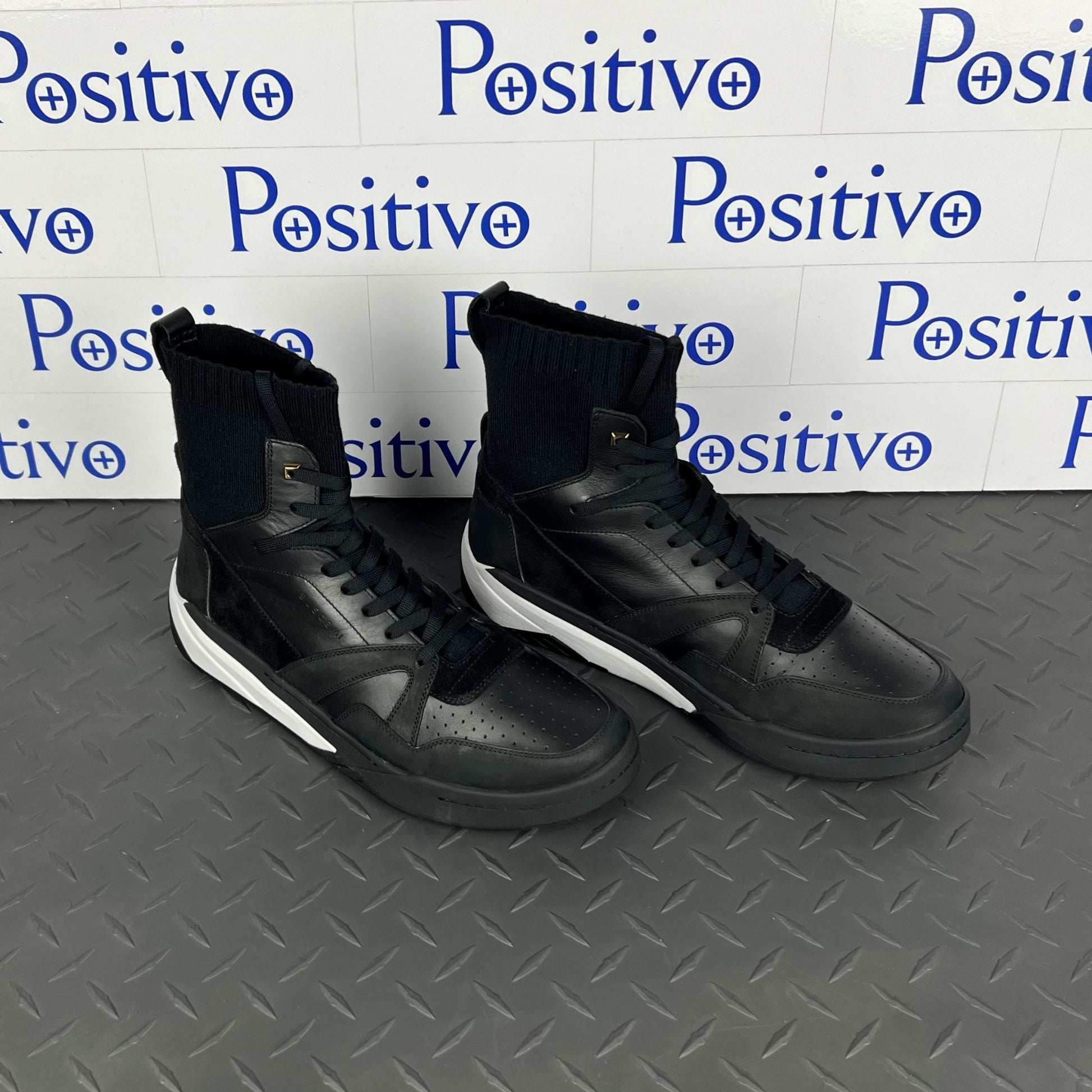 Buscemi 150MM Sock Barneys Black Leather Sneakers | Positivo Clothing