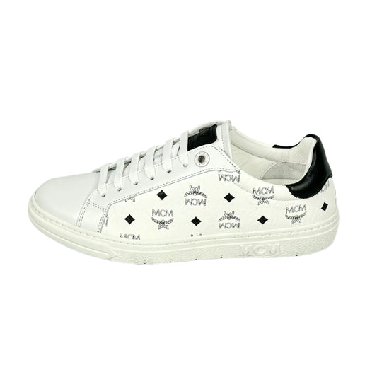 MCM Womens Terrain Lo Visetos White Low Top Sneakers | Positivo Clothing