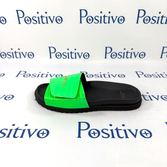 Buscemi Scratch Slide Cocoo Green Leather Sandals | Positivo Clothing