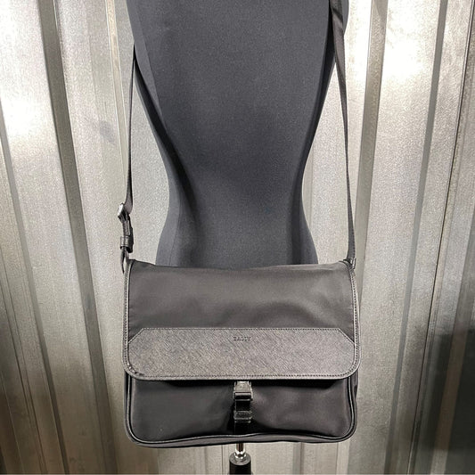 Bally Terkos Black Fabric Messenger Bag | Positivo Clothing