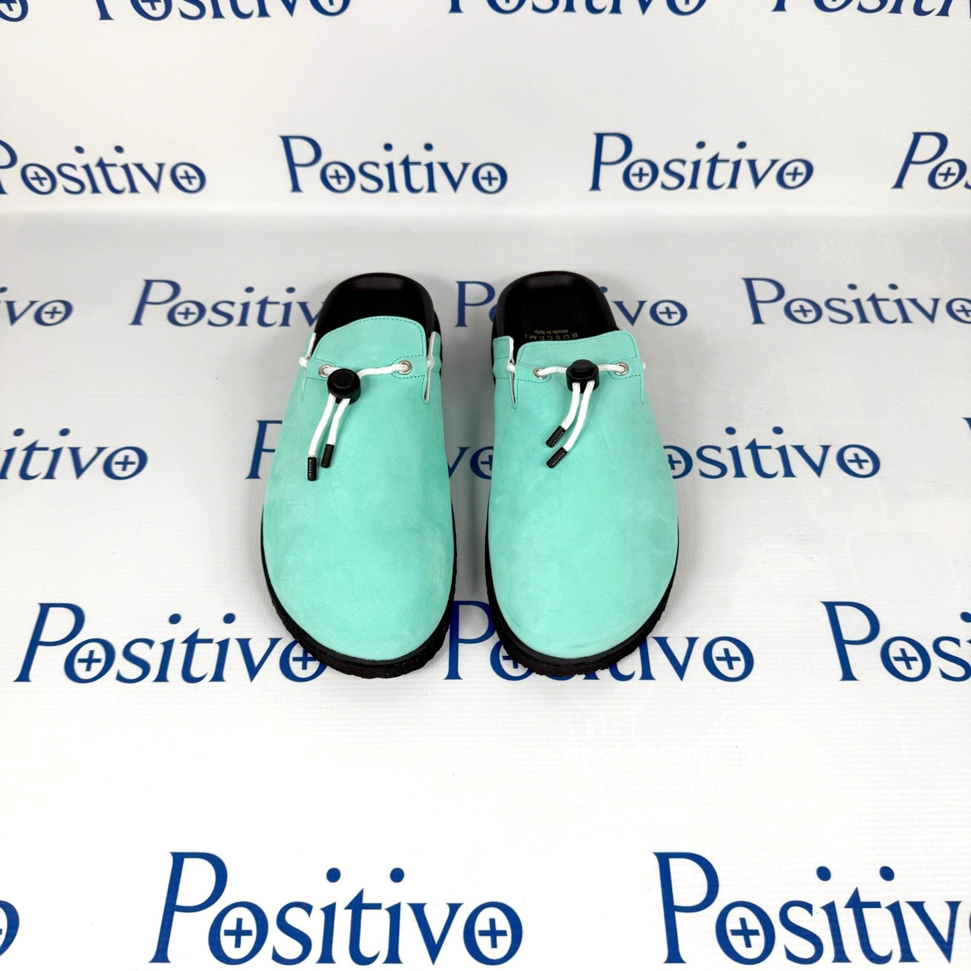 Buscemi Pietro New Camoscio Turquoise Leather Slippers | Positivo Clothing