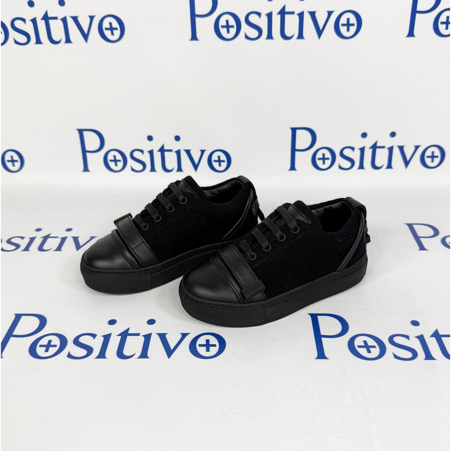 Buscemi 50MM Kid Lana Black Leather Sneakers | Positivo Clothing