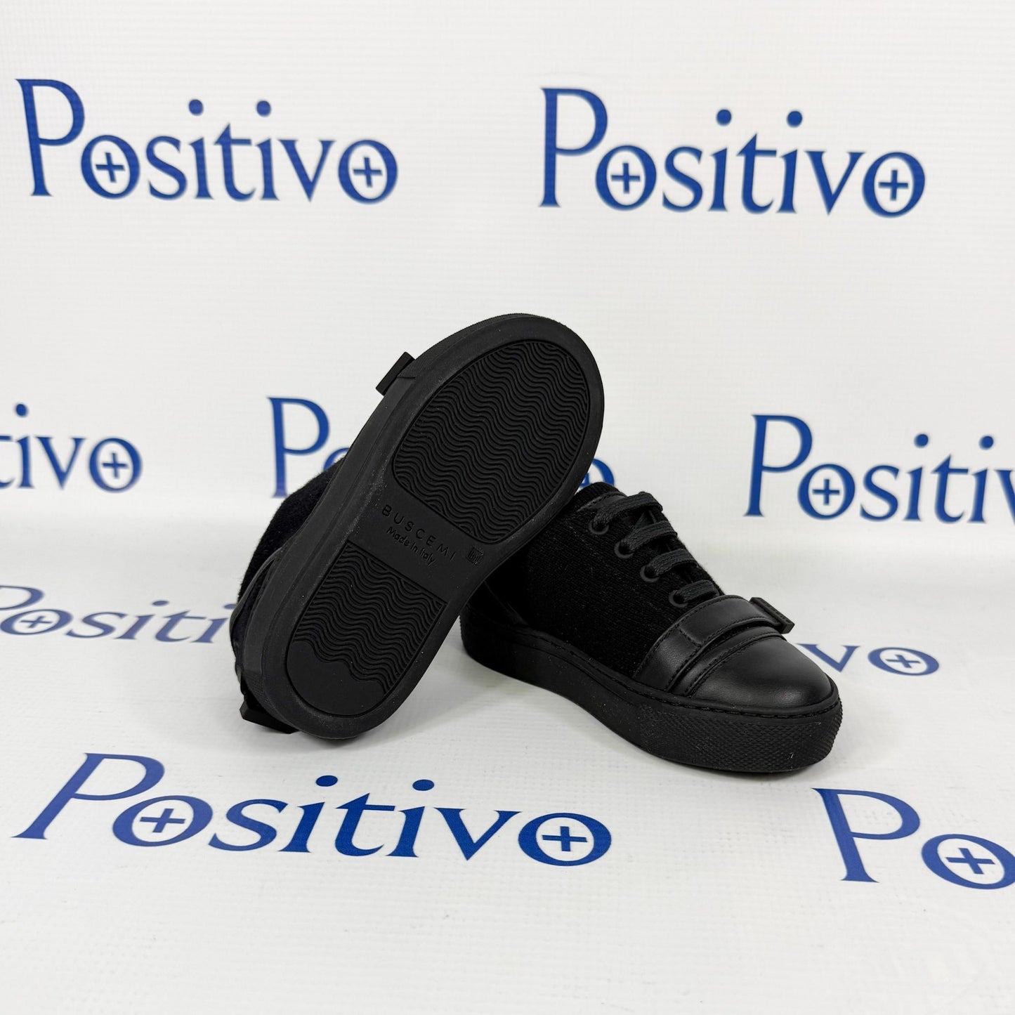 Buscemi 50MM Kid Lana Black Leather Sneakers | Positivo Clothing